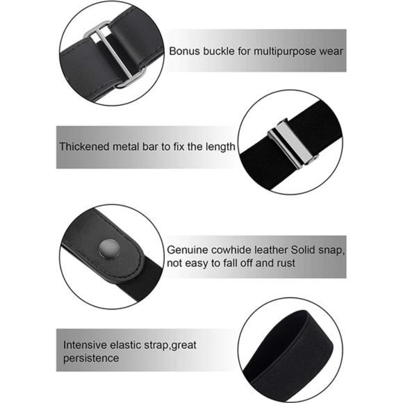 4 Pieces No Buckle Stretch Belt Buckle-free Belt Invisible Elastic Belt with 4PC main image 7